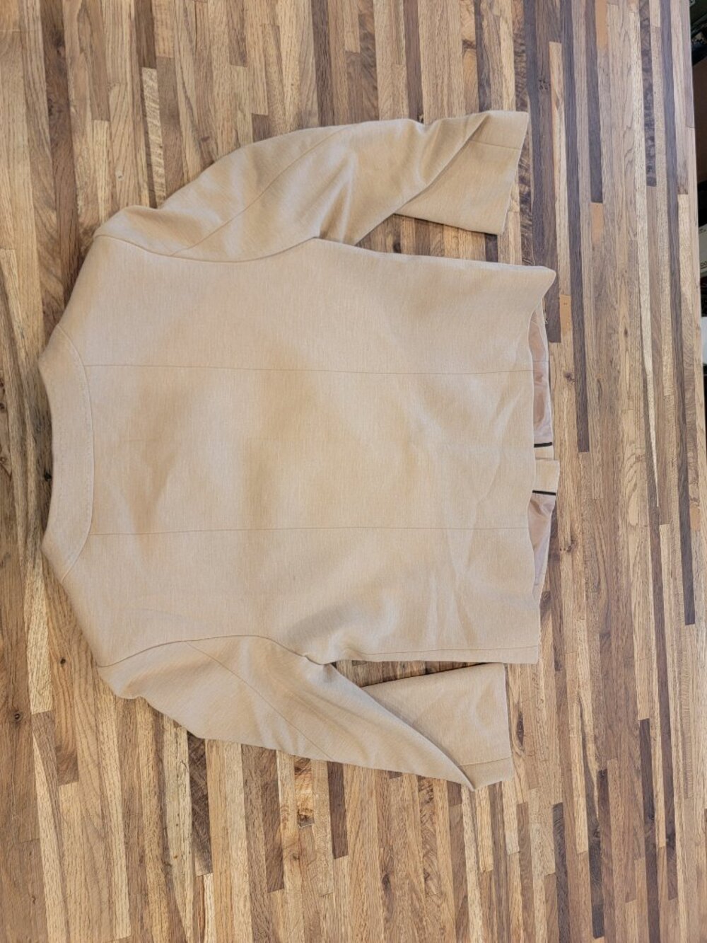 Calvin Klein Knit 3/4 Sleeve Blazer Beige Toggle Jacket Pockets Stretch Career - Picture 9 of 11